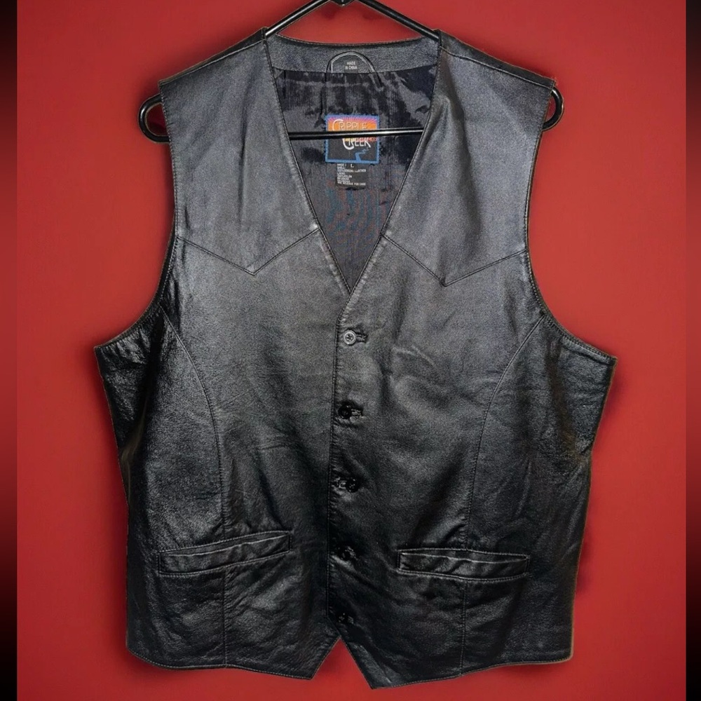 CRIPPLE CREEK -MEN'S LARGE BLACK LEATHER VEST